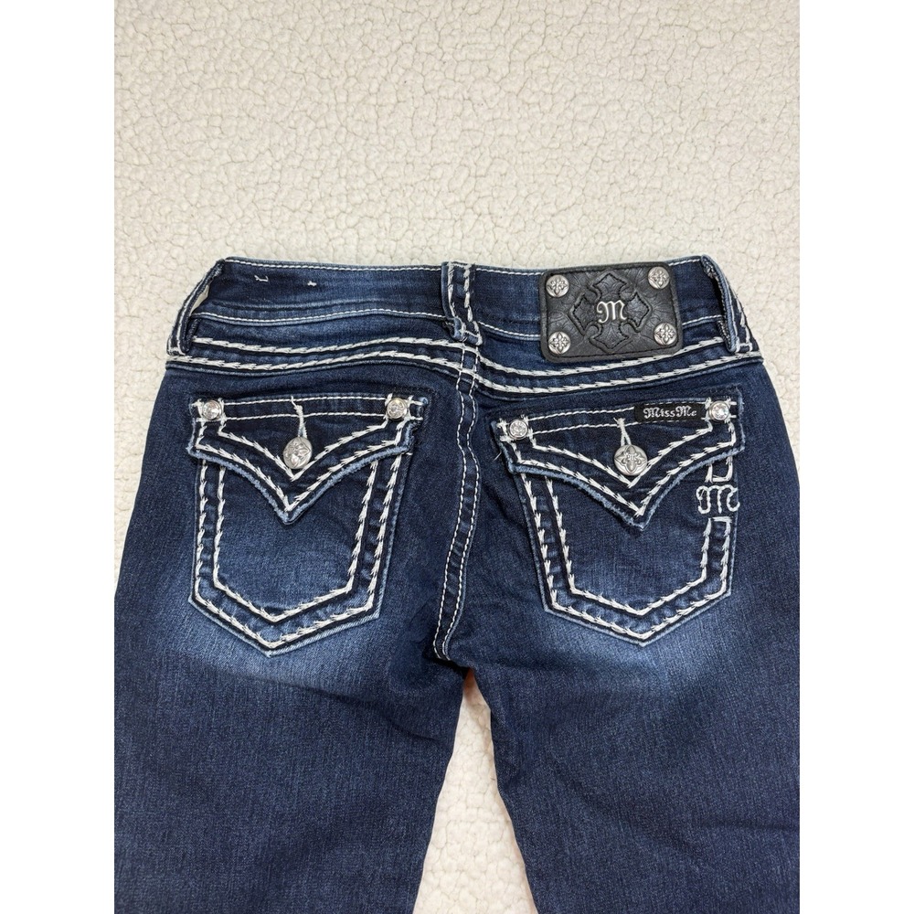 Miss Me Low Rise Skinny Jeans Women's 24 Bling Dark Wash Flap Pockets